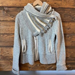 Free People • Cable Neck Zip Up Wool Sweater